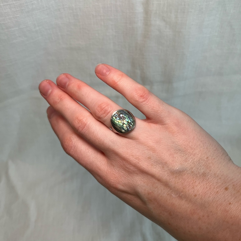 Sterling Silver Abalone Ring Size 5.75